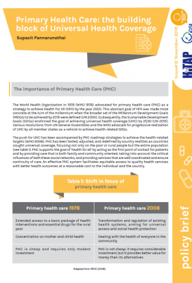 India, primary Healthcare, Builing Block, Policy Brief