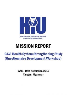 Mission Report: GAVI Health System Strengthening Support (Questionnaire Development Workshop) in Myanmar